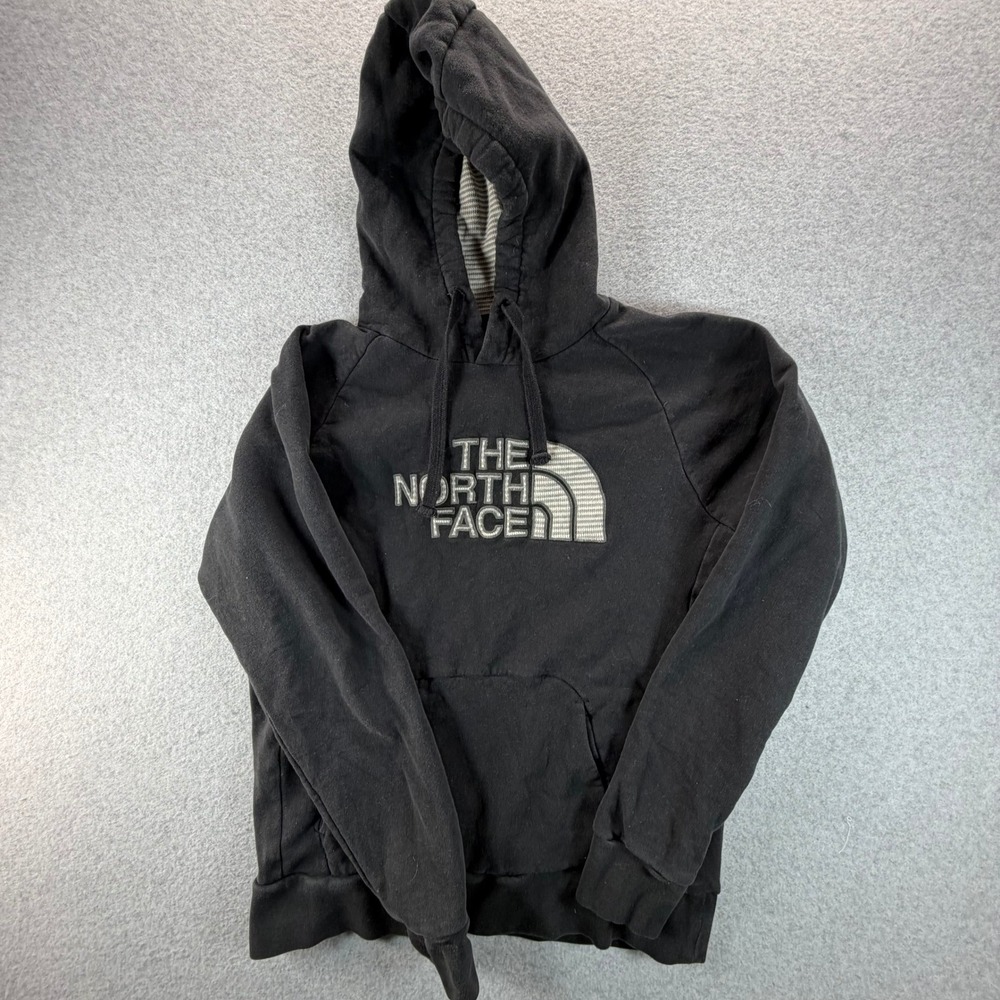 The North Face Mens Black Embroidered Logo Pullover Hoodie Size Medium Regular